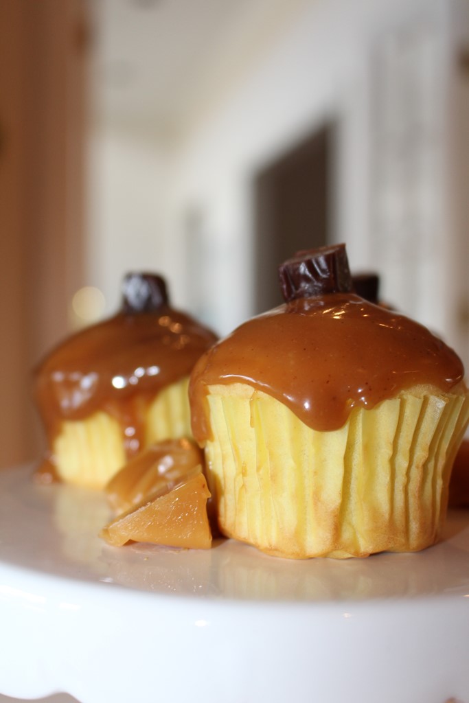 apple cider cupcake with spiced rum butterscotch sauce