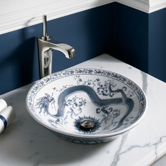 Pinterest blue and white vessel sink